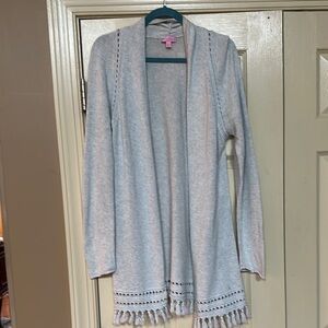 Lilly Pulitzer Gray Cardigan with Fringe